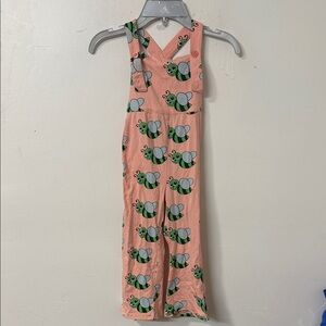 Hugo Loves Tiki Pink Overalls with Bee Print euc
